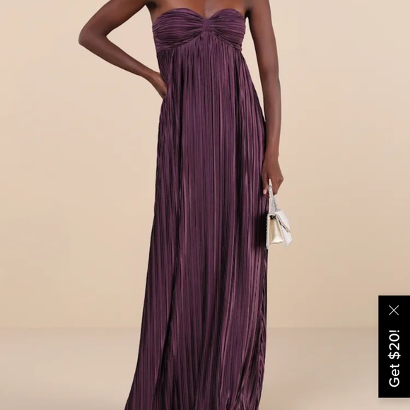 Lulus Dresses & Skirts - Lulus Whimsical Beauty Dark Purple Satin Plisse Strapless Maxi Dress - Size S